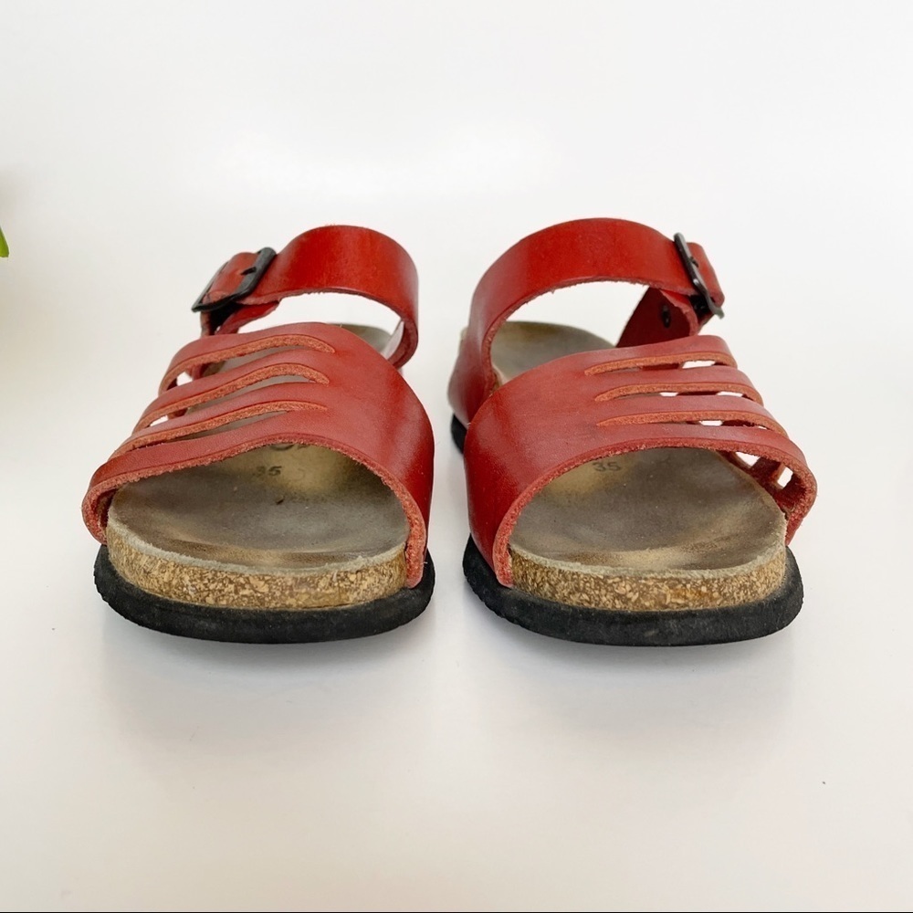 Mephisto Red Leather assymetrical cut-out sandals 35 - Picture 6 of 10